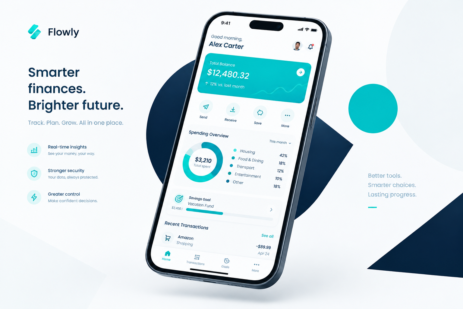 Smartphone mockup with a clean mobile app interface